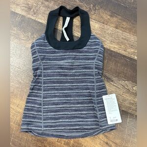 lululemon athletica Striped Halter Tank Top in Black and Heathered Gray